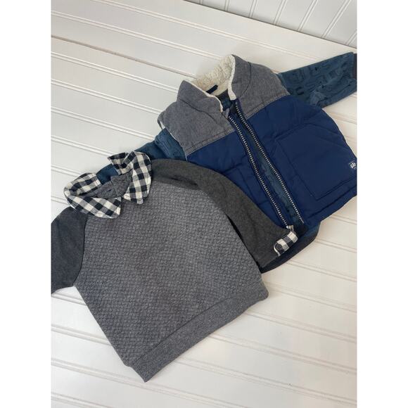 Agabang & Gap Pullover & Collared Sweater & Full Zip Vest Boys Bundle Size 12-18 - Picture 1 of 8